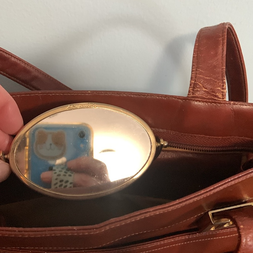 Vintage Lou Taylor Shoulder Bag With Attached Mirror and Coin Purse - Picture 8 of 16